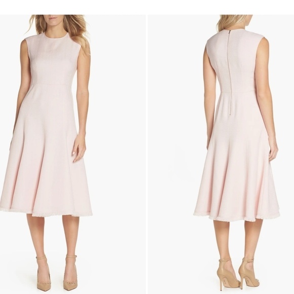 Eliza J Pale Pink Fringe Hem A-Line Circle Dress (sz 0) - Picture 1 of 13
